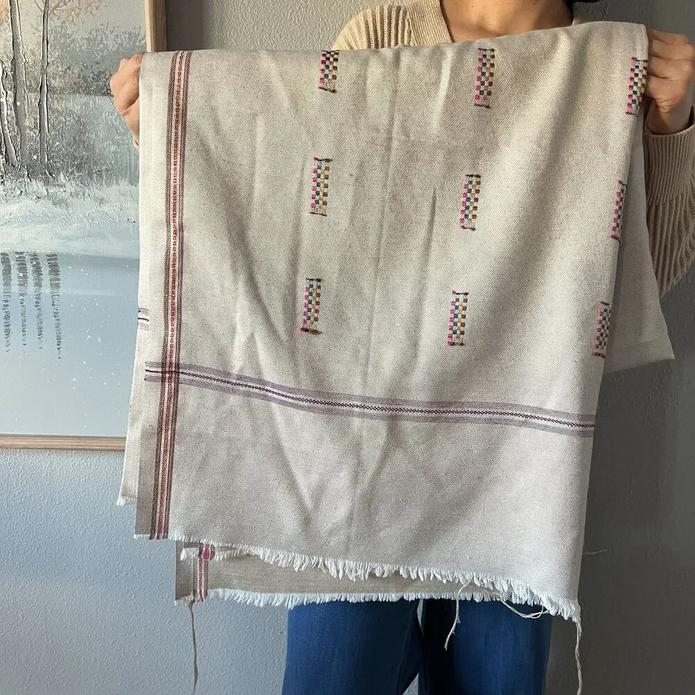 VTG  Woven bohemian geometric raw edge fringe colorful Table Runner home‎ decor